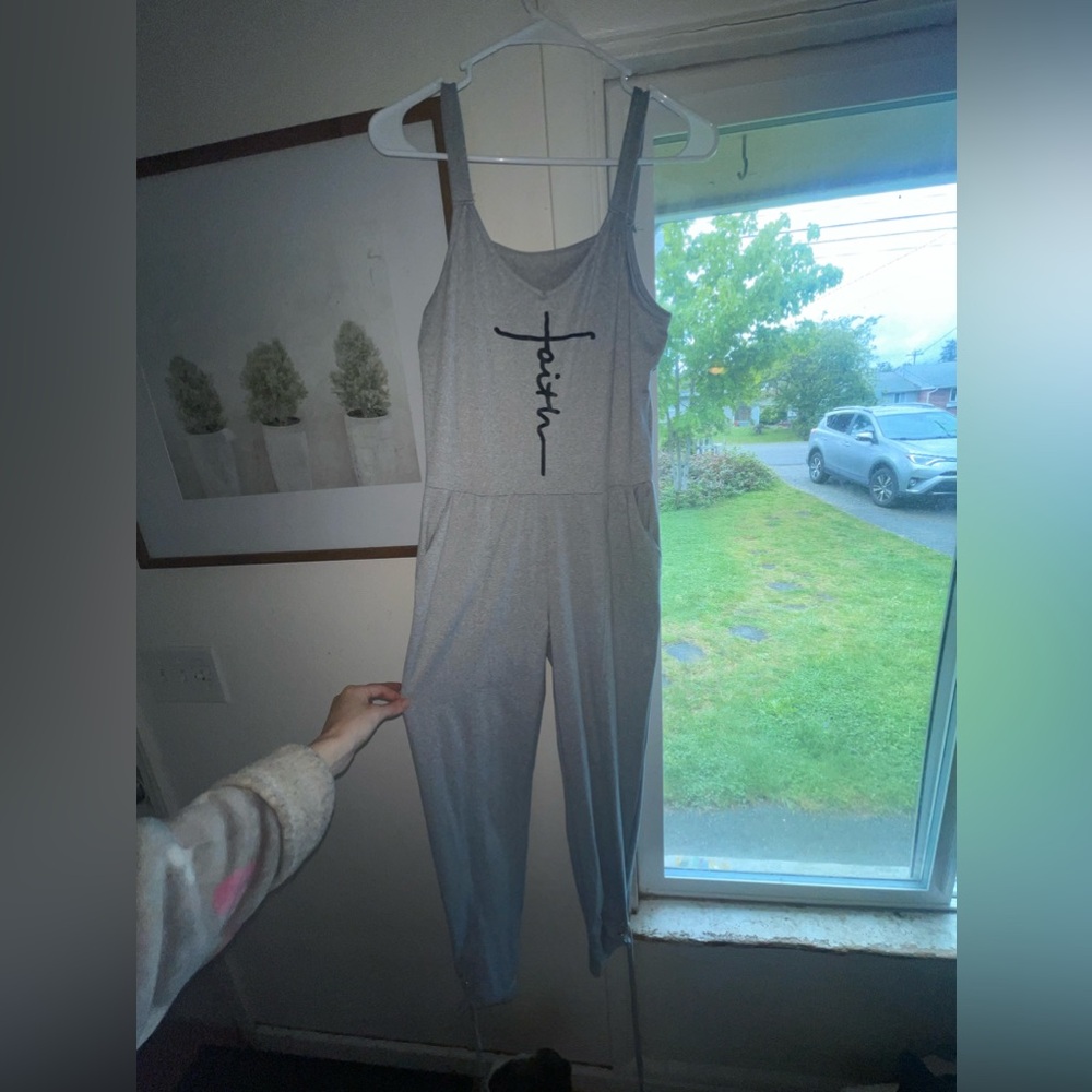 Grey full tank top jumpsuit